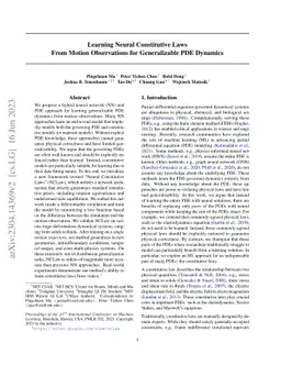 Learning Neural Constitutive Laws From Motion Observations for
  Generalizable PDE Dynamics