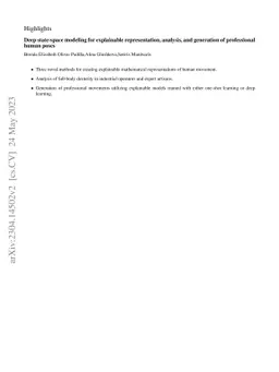 Deep state-space modeling for explainable representation, analysis, and
  generation of professional human poses