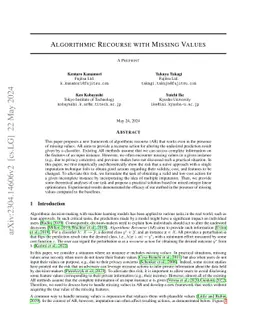 Algorithmic Recourse with Missing Values