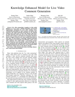 Knowledge Enhanced Model for Live Video Comment Generation