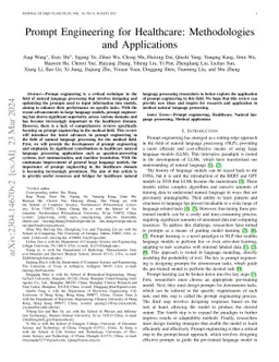Prompt Engineering for Healthcare: Methodologies and Applications