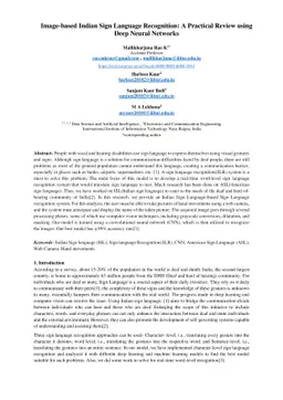 Image-based Indian Sign Language Recognition: A Practical Review using
  Deep Neural Networks