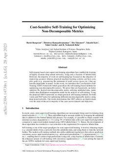 Cost-Sensitive Self-Training for Optimizing Non-Decomposable Metrics