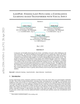 LostPaw: Finding Lost Pets using a Contrastive Learning-based Transformer with Visual Input