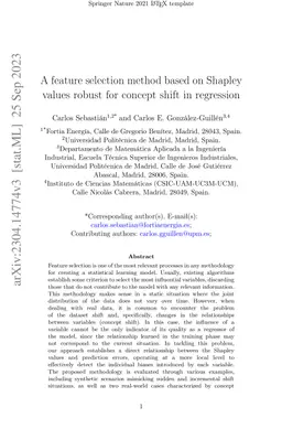 A feature selection method based on Shapley values robust to concept
  shift in regression