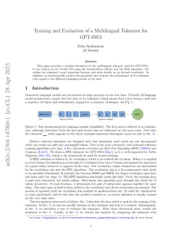 Training and Evaluation of a Multilingual Tokenizer for GPT-SW3