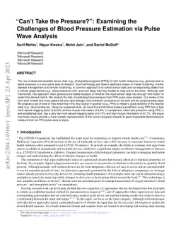 "Can't Take the Pressure?": Examining the Challenges of Blood Pressure
  Estimation via Pulse Wave Analysis