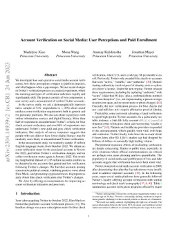 Account Verification on Social Media: User Perceptions and Paid
  Enrollment