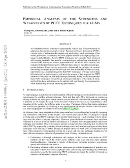 Empirical Analysis of the Strengths and Weaknesses of PEFT Techniques
  for LLMs