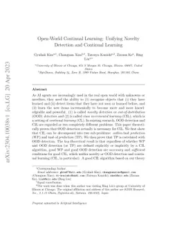 Open-World Continual Learning: Unifying Novelty Detection and Continual
  Learning