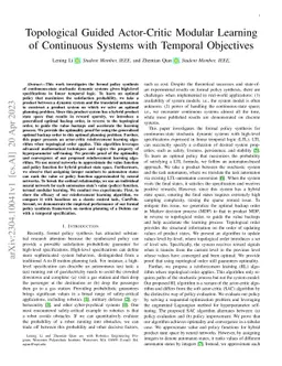 Topological Guided Actor-Critic Modular Learning of Continuous Systems
  with Temporal Objectives