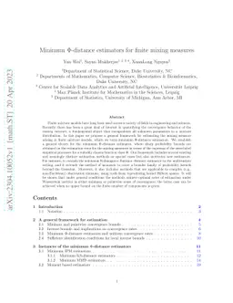 Minimum $Φ$-distance estimators for finite mixing measures