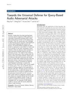 Towards the Universal Defense for Query-Based Audio Adversarial Attacks