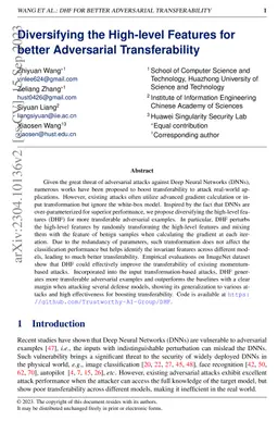 Diversifying the High-level Features for better Adversarial
  Transferability