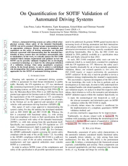 On Quantification for SOTIF Validation of Automated Driving Systems