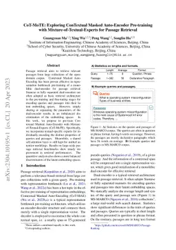 CoT-MoTE: Exploring ConTextual Masked Auto-Encoder Pre-training with
  Mixture-of-Textual-Experts for Passage Retrieval