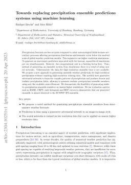 Towards replacing precipitation ensemble predictions systems using
  machine learning