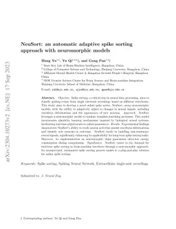 NeuSort: An Automatic Adaptive Spike Sorting Approach with Neuromorphic
  Models