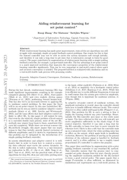 Aiding reinforcement learning for set point control