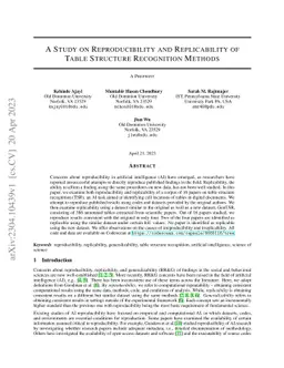 A Study on Reproducibility and Replicability of Table Structure
  Recognition Methods