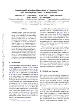 Domain-specific Continued Pretraining of Language Models for Capturing
  Long Context in Mental Health