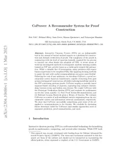 CoProver: A Recommender System for Proof Construction
