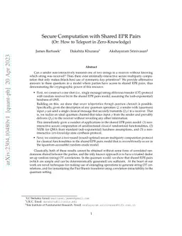 Secure Computation with Shared EPR Pairs (Or: How to Teleport in
  Zero-Knowledge)