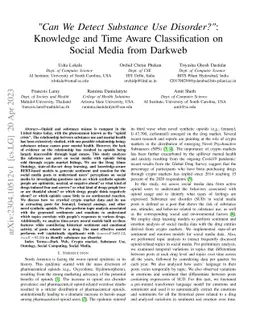 "Can We Detect Substance Use Disorder?": Knowledge and Time Aware
  Classification on Social Media from Darkweb