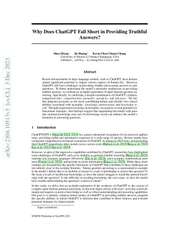 Why Does ChatGPT Fall Short in Providing Truthful Answers?