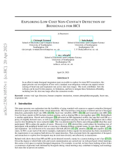 Exploring Low Cost Non-Contact Detection of Biosignals for HCI