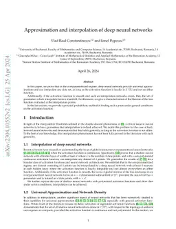 Approximation and interpolation of deep neural networks