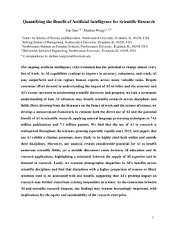 Quantifying the Benefit of Artificial Intelligence for Scientific
  Research