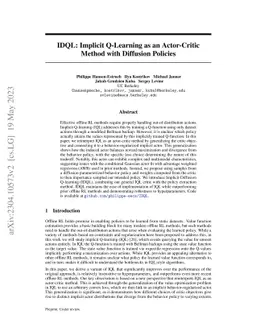 IDQL: Implicit Q-Learning as an Actor-Critic Method with Diffusion
  Policies