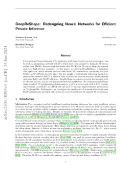 DeepReShape: Redesigning Neural Networks for Efficient Private Inference