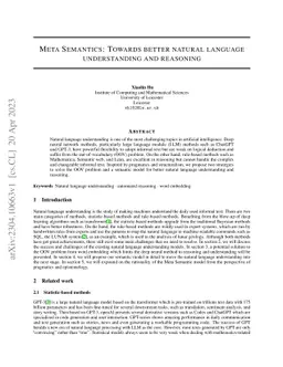 Meta Semantics: Towards better natural language understanding and
  reasoning