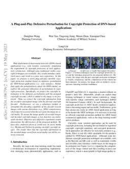 A Plug-and-Play Defensive Perturbation for Copyright Protection of
  DNN-based Applications