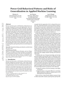 Power Grid Behavioral Patterns and Risks of Generalization in Applied
  Machine Learning