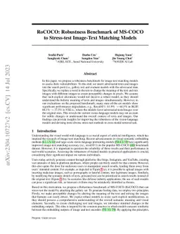 RoCOCO: Robustness Benchmark of MS-COCO to Stress-test Image-Text
  Matching Models