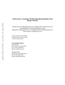 KitchenScale: Learning to predict ingredient quantities from recipe
  contexts