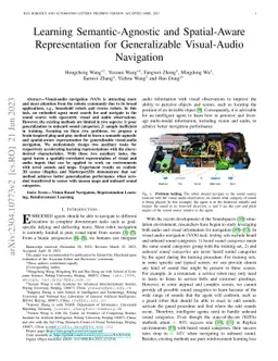 Learning Semantic-Agnostic and Spatial-Aware Representation for
  Generalizable Visual-Audio Navigation