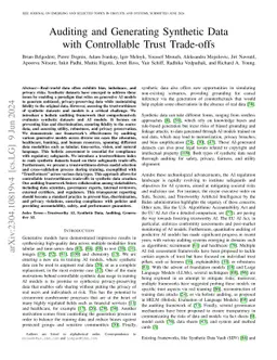 Auditing and Generating Synthetic Data with Controllable Trust
  Trade-offs