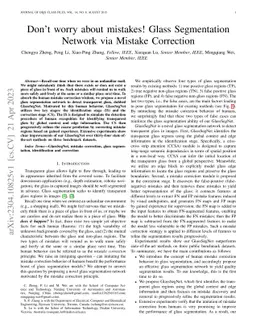 Don't worry about mistakes! Glass Segmentation Network via Mistake
  Correction
