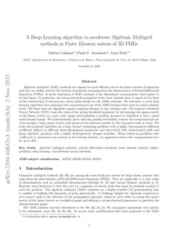A Deep Learning algorithm to accelerate Algebraic Multigrid methods in
  Finite Element solvers of 3D elliptic PDEs
