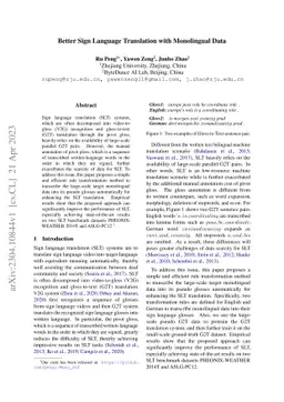 Better Sign Language Translation with Monolingual Data