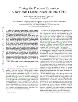Timing the Transient Execution: A New Side-Channel Attack on Intel CPUs