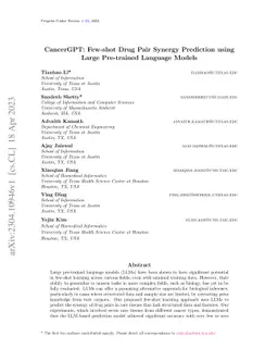 CancerGPT: Few-shot Drug Pair Synergy Prediction using Large Pre-trained
  Language Models