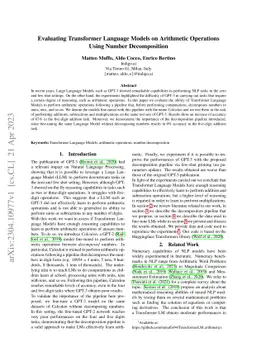Evaluating Transformer Language Models on Arithmetic Operations Using
  Number Decomposition