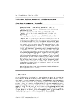 Multi-level decision framework collision avoidance algorithm in
  emergency scenarios