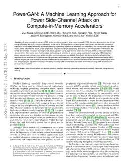 PowerGAN: A Machine Learning Approach for Power Side-Channel Attack on
  Compute-in-Memory Accelerators