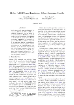 HeRo: RoBERTa and Longformer Hebrew Language Models